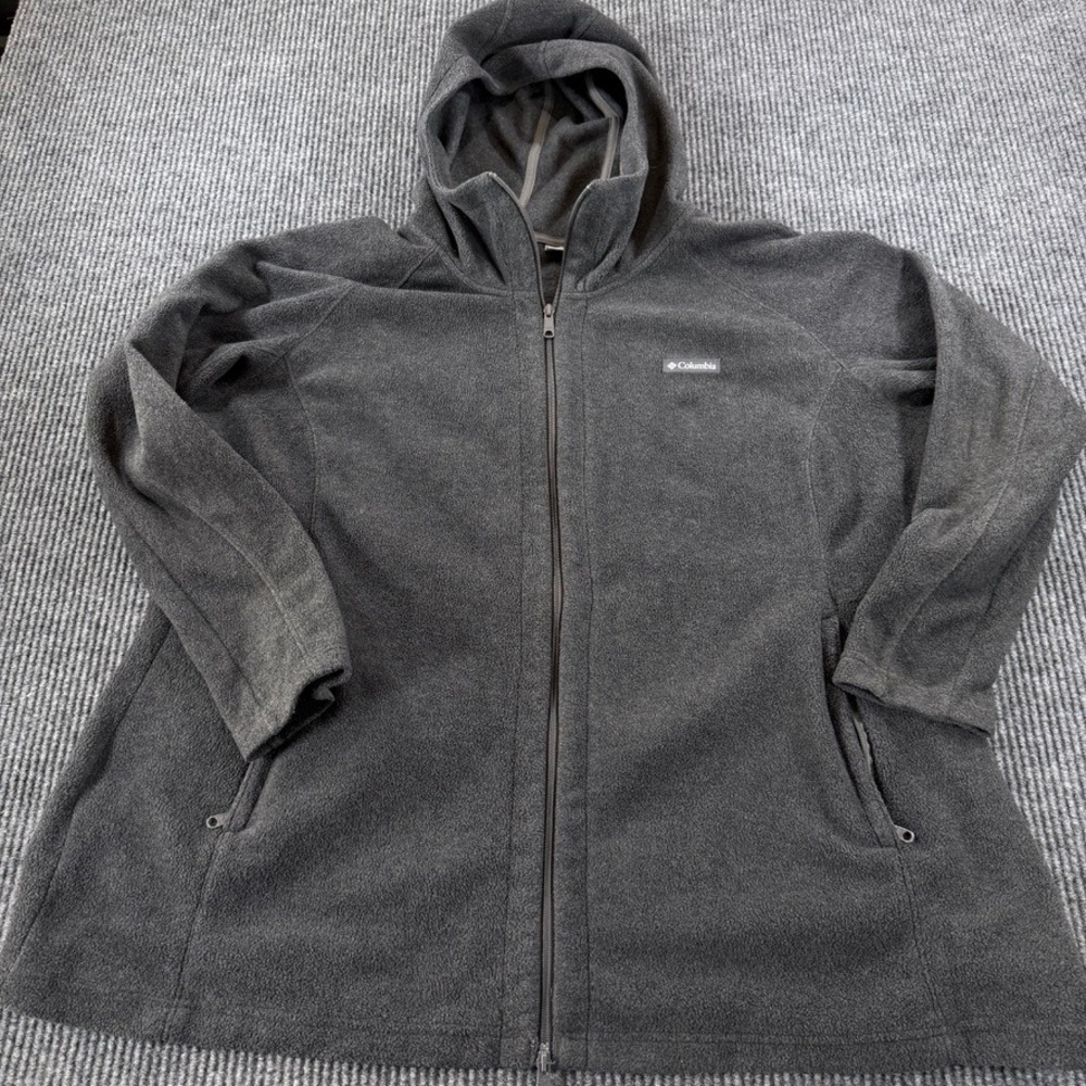 Columbia Mens 3X Fleece Hoodie Full Zip Charcoal Gray Jacket Soft Warm Outdoor